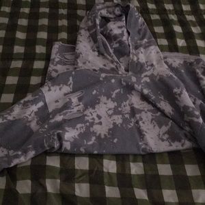 A gray and white hoodie